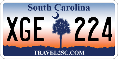 SC license plate XGE224