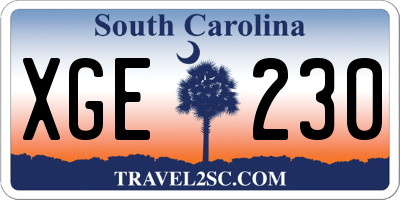 SC license plate XGE230