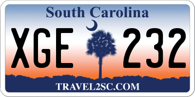SC license plate XGE232