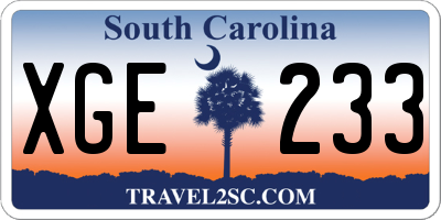 SC license plate XGE233