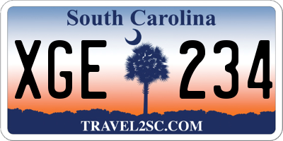 SC license plate XGE234