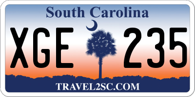 SC license plate XGE235