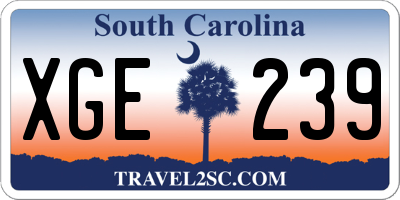 SC license plate XGE239