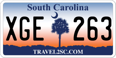 SC license plate XGE263