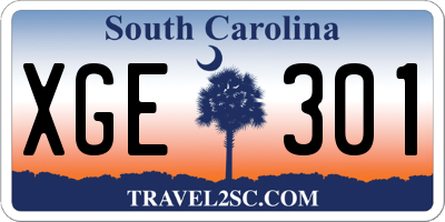 SC license plate XGE301