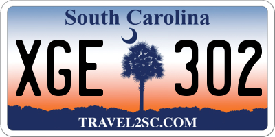 SC license plate XGE302