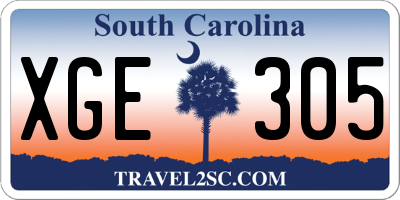 SC license plate XGE305
