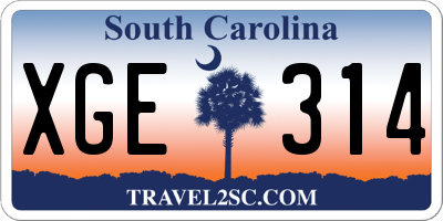 SC license plate XGE314