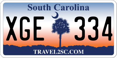 SC license plate XGE334