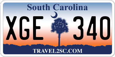 SC license plate XGE340