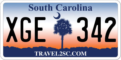 SC license plate XGE342