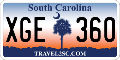 SC license plate XGE360