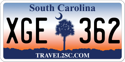 SC license plate XGE362