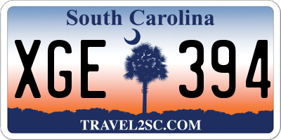 SC license plate XGE394