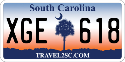 SC license plate XGE618