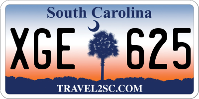SC license plate XGE625