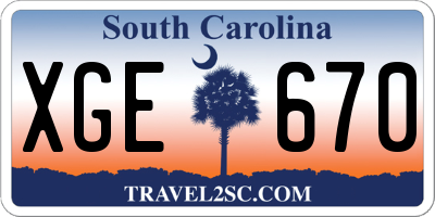 SC license plate XGE670