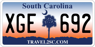 SC license plate XGE692