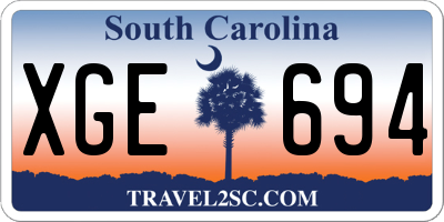 SC license plate XGE694
