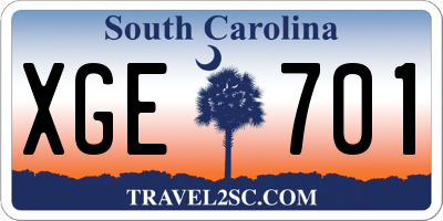 SC license plate XGE701