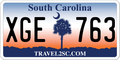 SC license plate XGE763