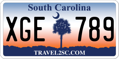 SC license plate XGE789