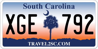 SC license plate XGE792