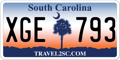 SC license plate XGE793