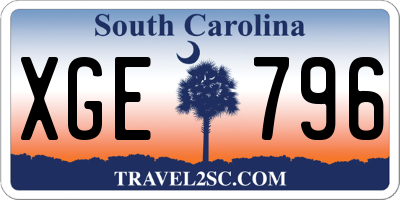SC license plate XGE796