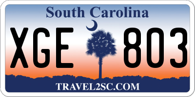 SC license plate XGE803