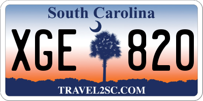 SC license plate XGE820