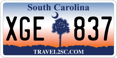 SC license plate XGE837