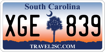 SC license plate XGE839