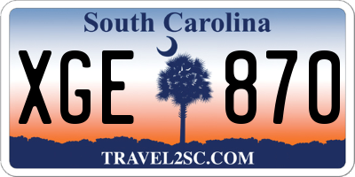 SC license plate XGE870