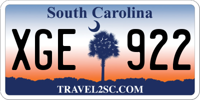 SC license plate XGE922