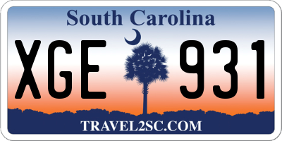 SC license plate XGE931