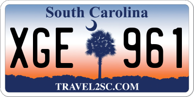 SC license plate XGE961
