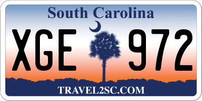 SC license plate XGE972