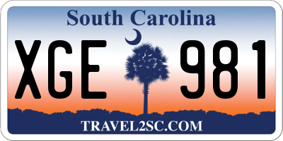 SC license plate XGE981
