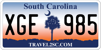 SC license plate XGE985