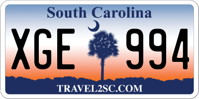 SC license plate XGE994