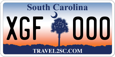 SC license plate XGF000