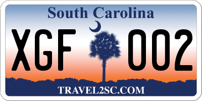 SC license plate XGF002