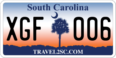 SC license plate XGF006