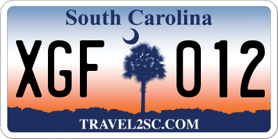 SC license plate XGF012