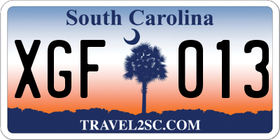 SC license plate XGF013