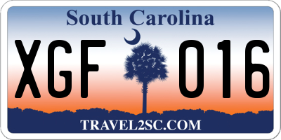 SC license plate XGF016