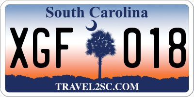 SC license plate XGF018