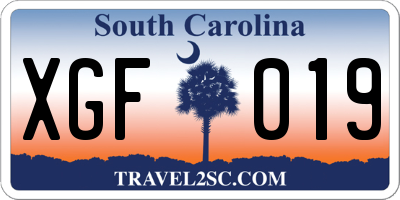 SC license plate XGF019