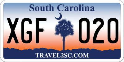 SC license plate XGF020